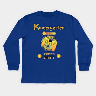 Kindergarten Press Start - Cool Gamer Controller Blue Kids Long Sleeve T-Shirt